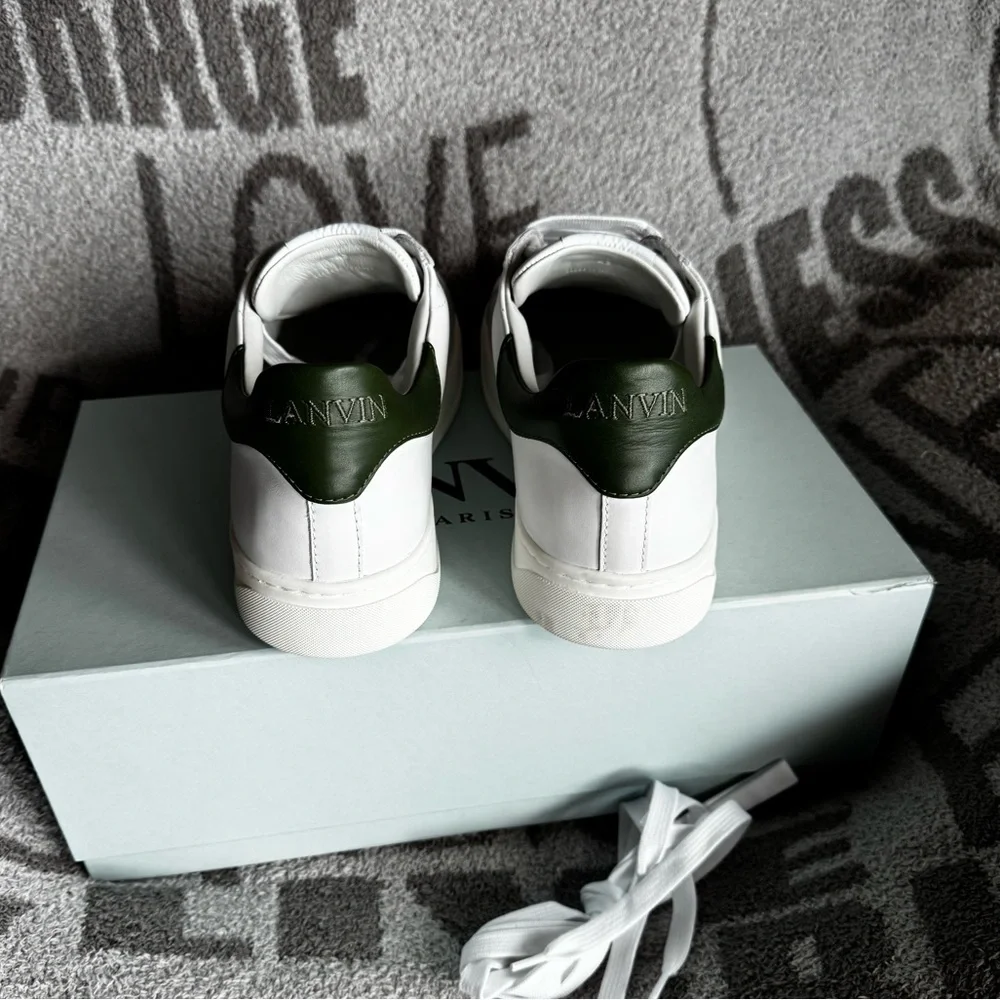 Lanvin DDB0 white dark green sneakers  FM-SKDK0A-GOTE-E23 size 43/10 NWT - Picture 2 of 12